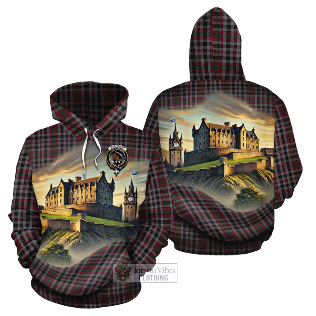 Borthwick Tartan Family Crest Cotton Hoodie with Scottish Ancient Castle Style - Tartan Vibes Clothing