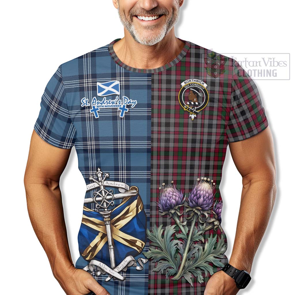 Borthwick Tartan T-Shirt Happy St. Andrew's Day Half Tartan Style - Tartan Vibes Clothing
