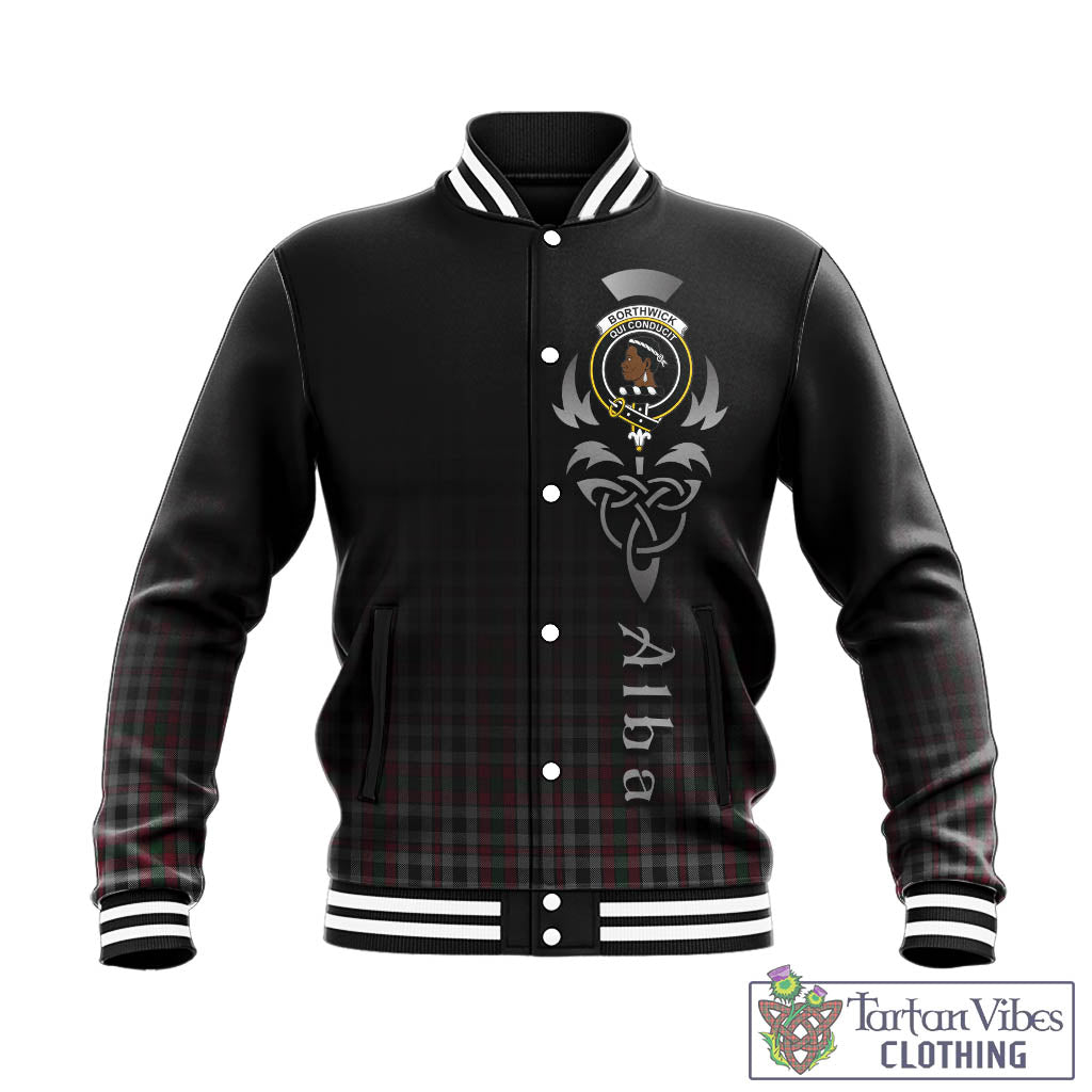 Tartan Vibes Clothing Borthwick Tartan Baseball Jacket Featuring Alba Gu Brath Family Crest Celtic Inspired