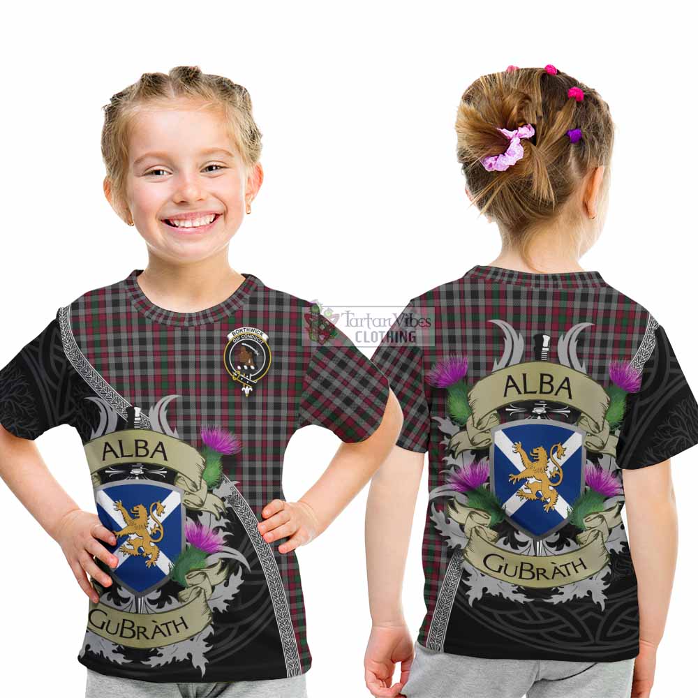 Tartan Vibes Clothing Borthwick Tartan Family Crest Kid T-Shirt Lion Rampant Royal Thistle Shield Celtic Inspired