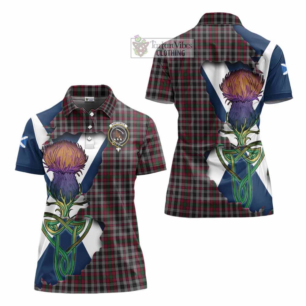 Tartan Vibes Clothing Borthwick Tartan Family Crest Women's Polo Shirt Scottish Thistle Celtic Inspired