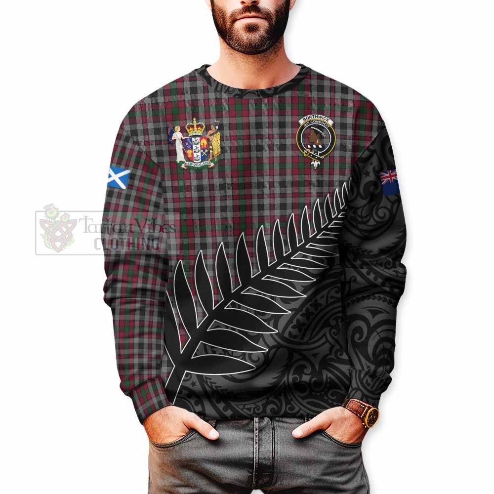 Tartan Vibes Clothing Borthwick Crest Tartan Sweatshirt with New Zealand Silver Fern Half Style