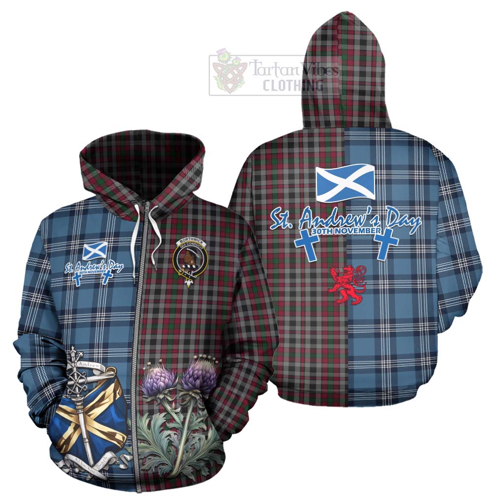 Borthwick Tartan Hoodie Happy St. Andrew's Day Half Tartan Style - Tartan Vibes Clothing