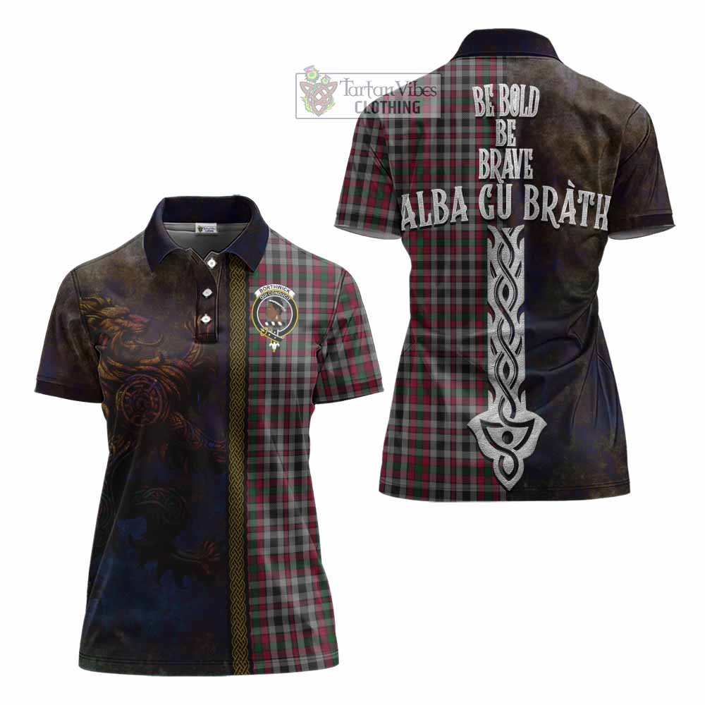 Tartan Vibes Clothing Borthwick Tartan Family Crest Women's Polo Shirt Alba Gu Brath Be Brave Lion Ancient Style
