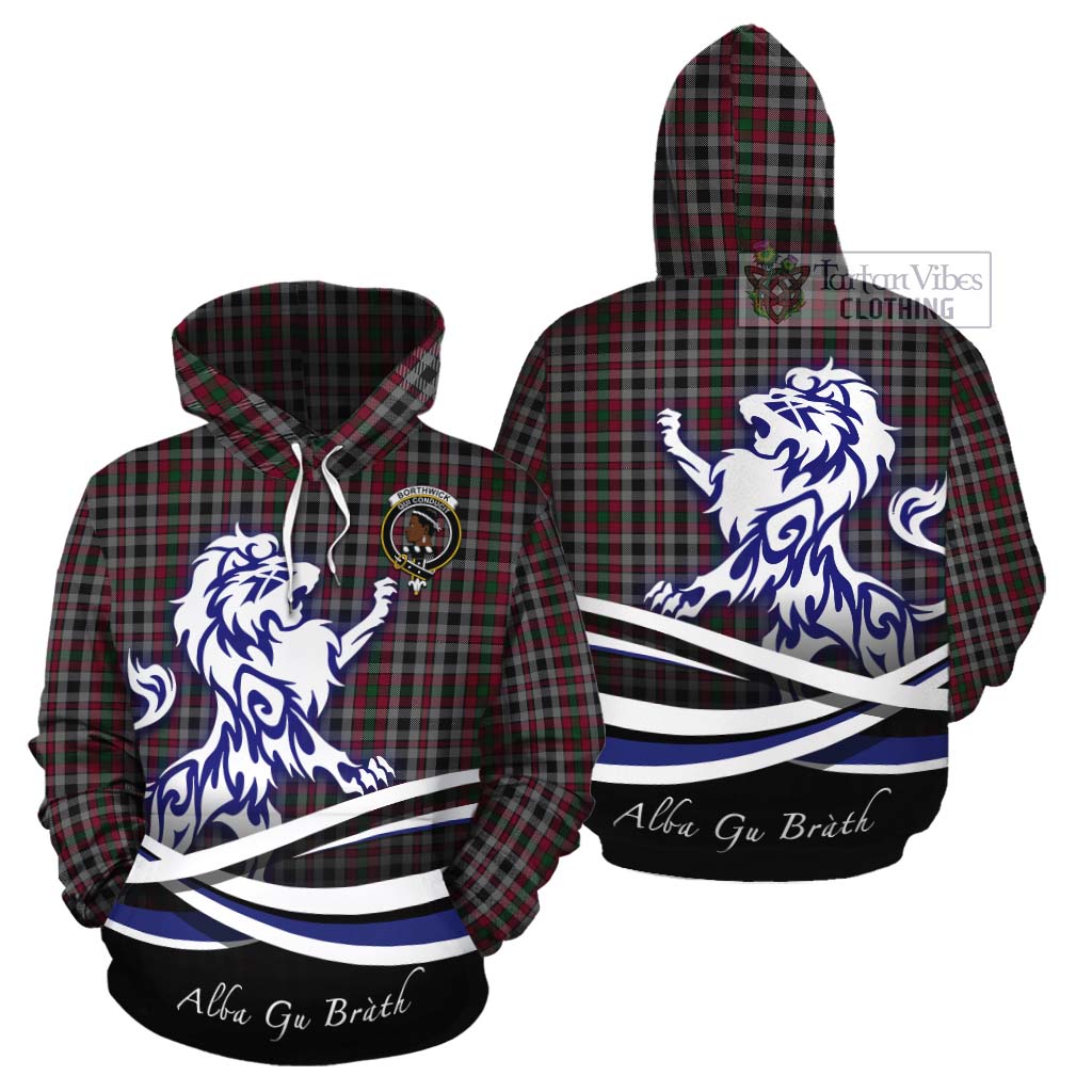 Borthwick Tartan Cotton Hoodie with Alba Gu Brath Regal Lion Emblem Zip Hoodie - Tartan Vibes Clothing