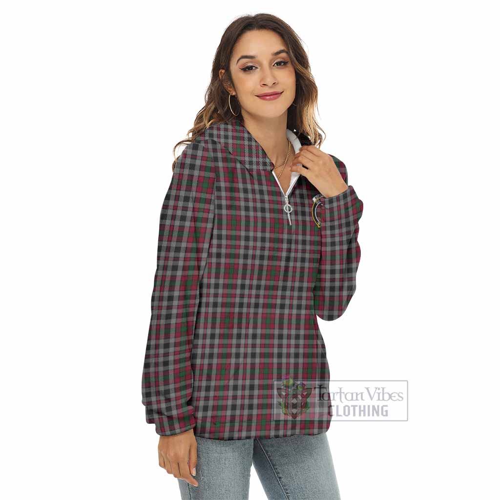 Borthwick Tartan Women's Borg Fleece Hoodie with Half Zip with Family Crest - Tartan Vibes Clothing