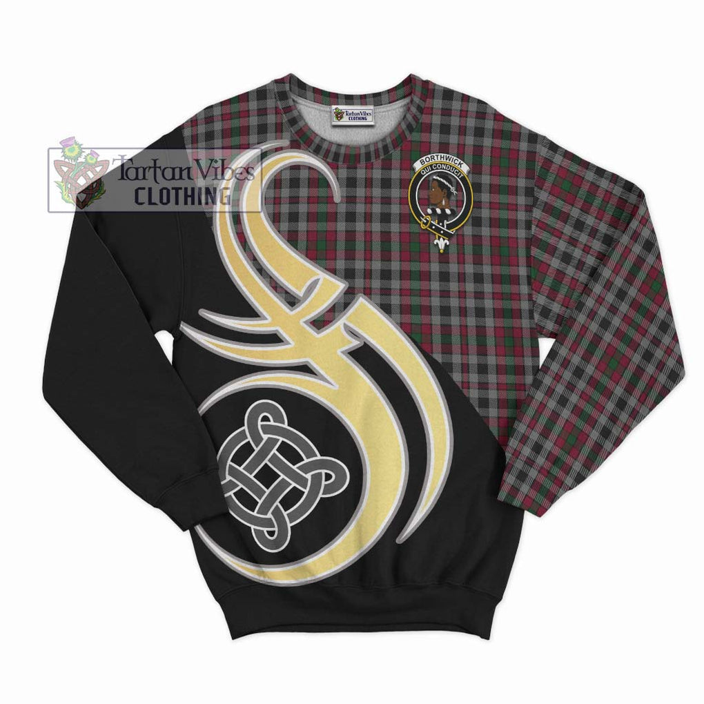 Borthwick Tartan Sweatshirt with Family Crest and Celtic Symbol Style - Tartan Vibes Clothing
