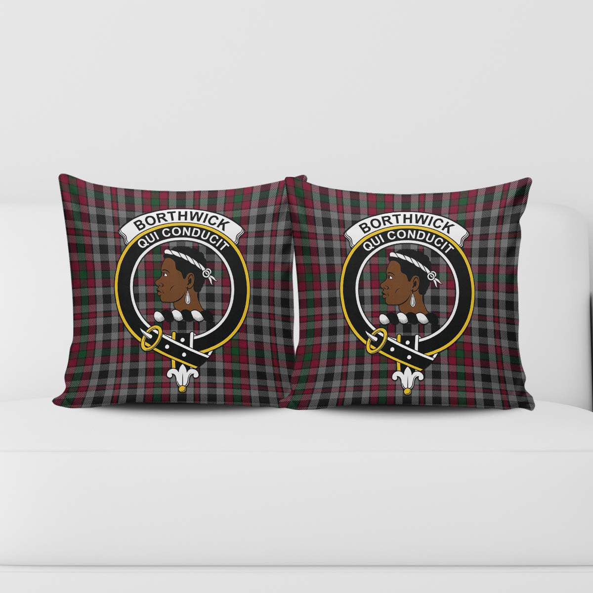 Borthwick Tartan Pillow Cover with Family Crest - Tartan Vibes Clothing