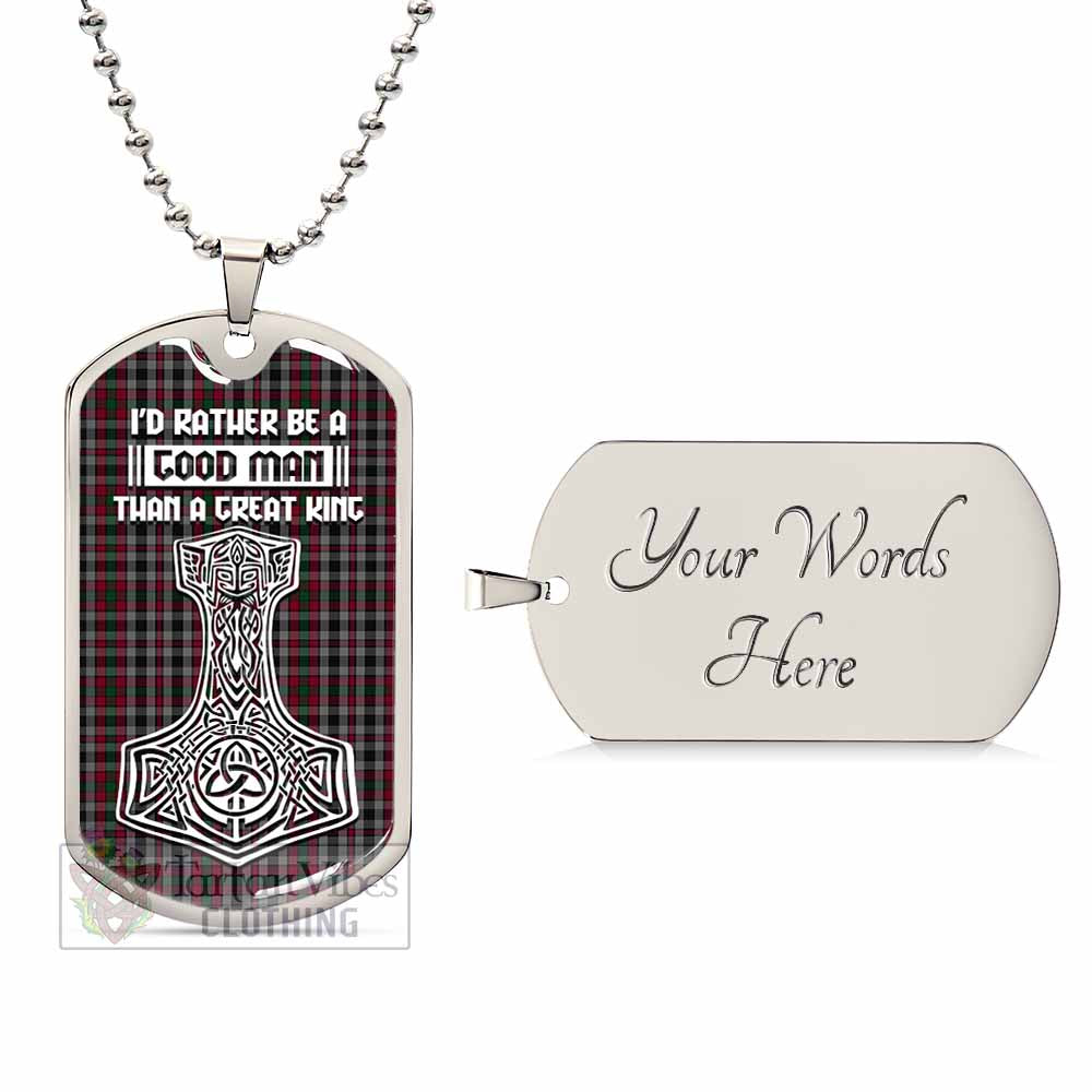 Tartan Vibes Clothing Borthwick Tartan Dog Tag Necklace Viking Mjolnir Style