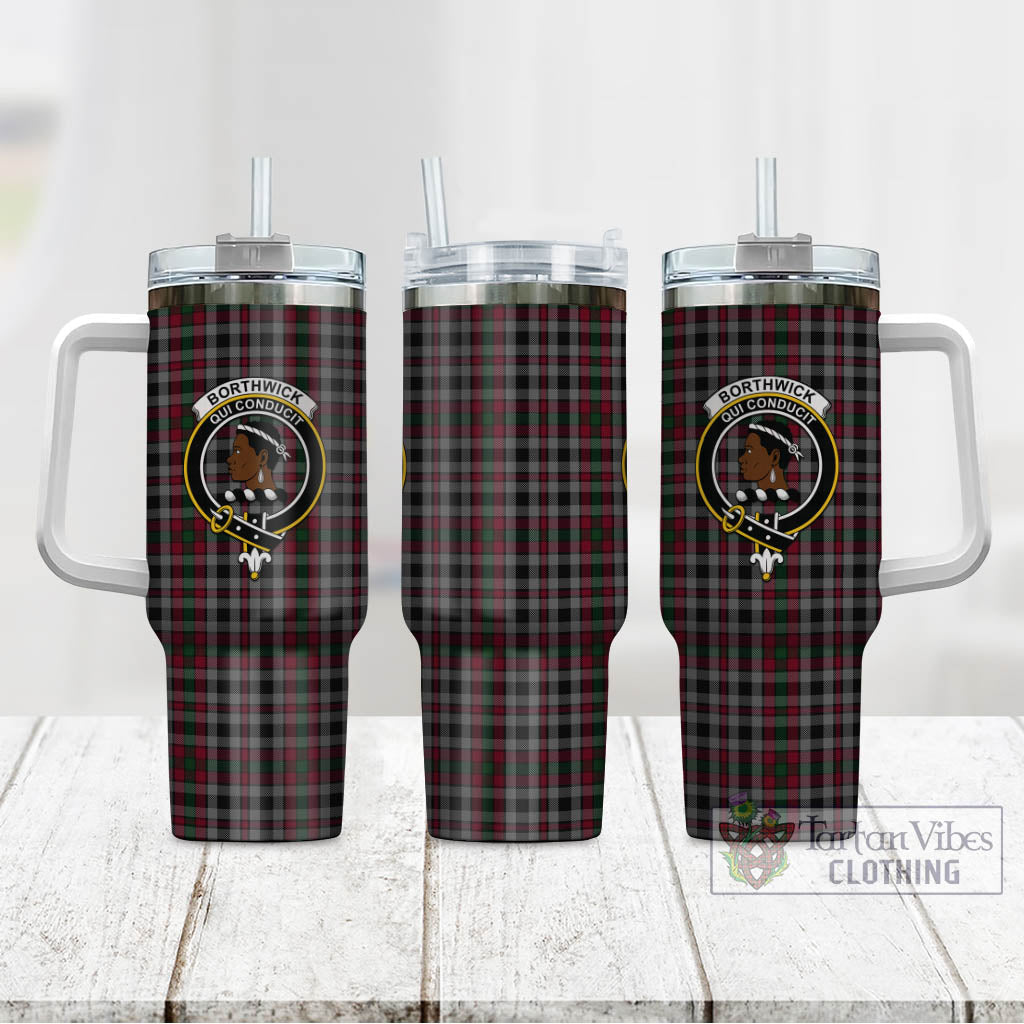 Borthwick Tartan Tumbler with Handle with Family Crest - Tartan Vibes Clothing