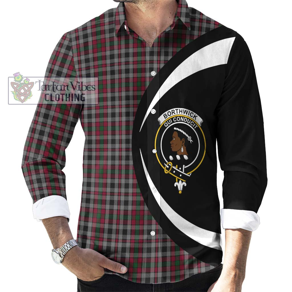 Borthwick Tartan Long Sleeve Button Up with Family Crest Circle Style - Tartan Vibes Clothing