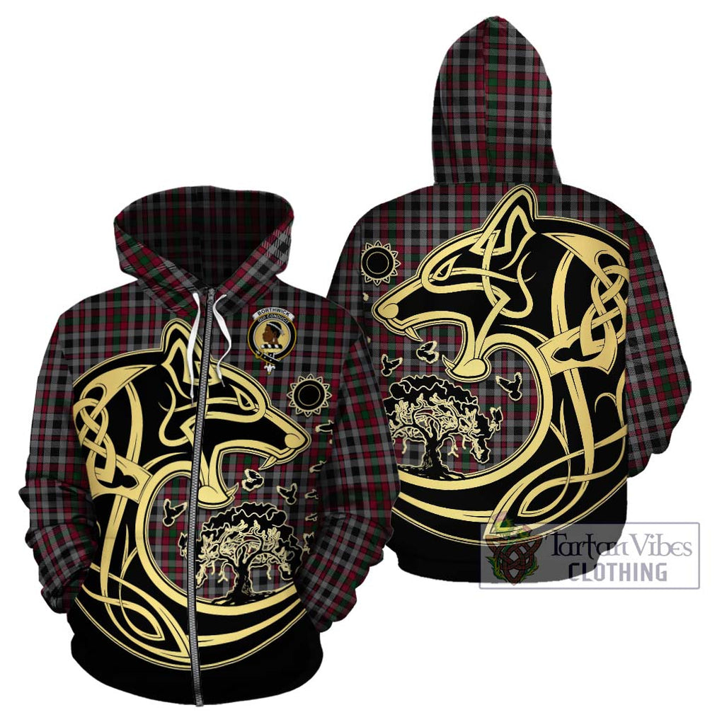 Borthwick Tartan Hoodie with Family Crest Celtic Wolf Style - Tartan Vibes Clothing