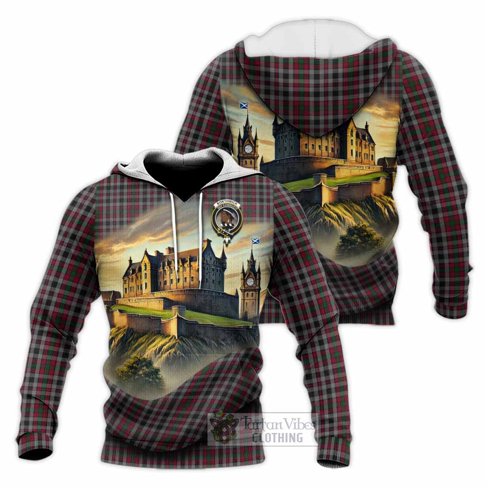 Borthwick Tartan Family Crest Knitted Hoodie with Scottish Ancient Castle Style - Tartan Vibes Clothing