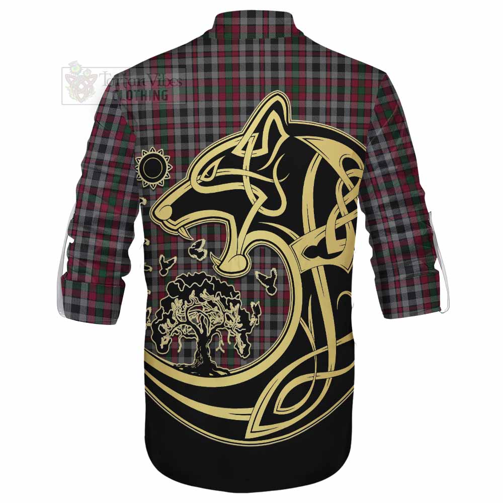 Borthwick Tartan Ghillie Kilt Shirt with Family Crest Celtic Wolf Style - Tartan Vibes Clothing