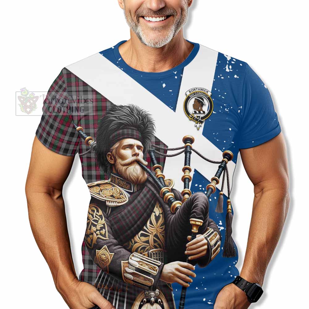 Borthwick Tartan T-Shirt with Family Crest Scottish Bagpiper Vibes - Tartan Vibes Clothing