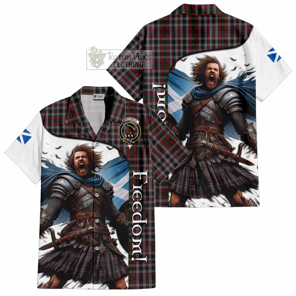 Tartan Vibes Clothing Borthwick Crest Tartan Short Sleeve Button Shirt Inspired by the Freedom of Scottish Warrior