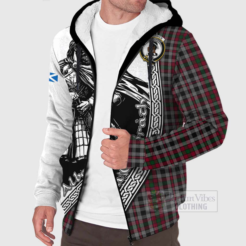 Borthwick Tartan Clan Crest Sherpa Hoodie with Highlander Warrior Celtic Style Unisex - Tartan Vibes Clothing