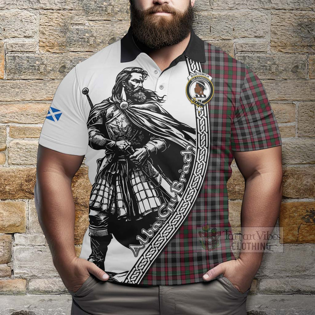 Borthwick Tartan Clan Crest Polo Shirt with Highlander Warrior Celtic Style - Tartan Vibes Clothing