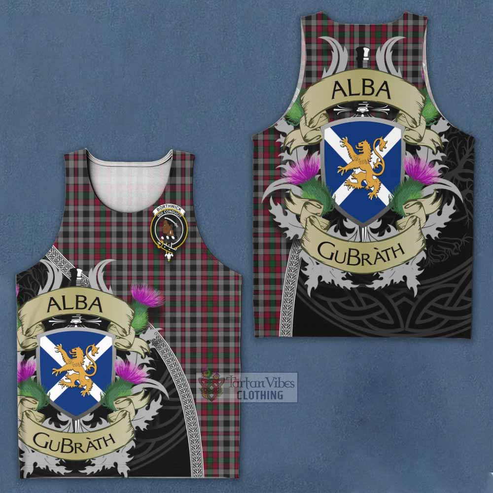 Tartan Vibes Clothing Borthwick Tartan Family Crest Men's Tank Top Lion Rampant Royal Thistle Shield Celtic Inspired