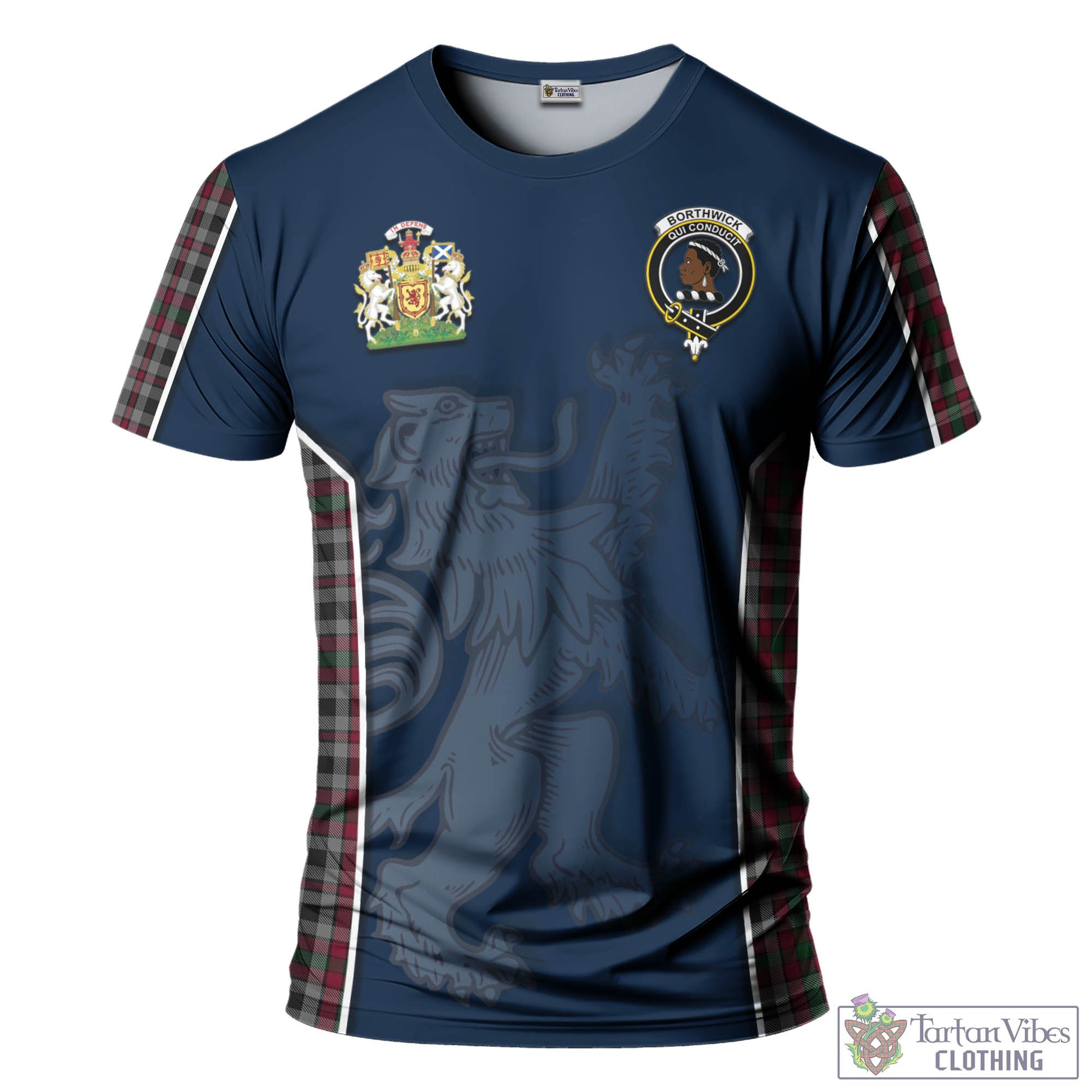 Tartan Vibes Clothing Borthwick Tartan T-Shirt with Family Crest and Lion Rampant Vibes Sport Style