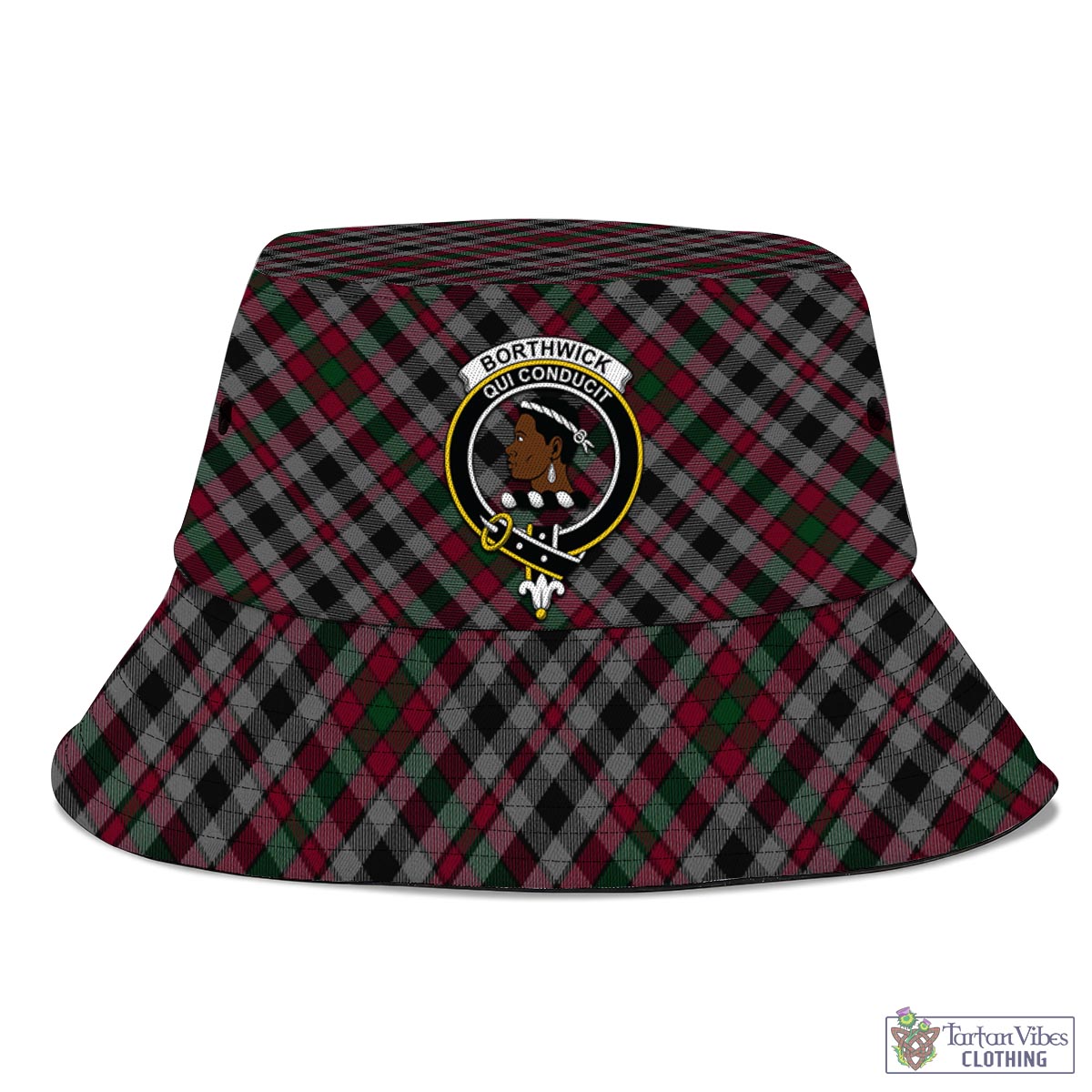 Tartan Vibes Clothing Borthwick Tartan Bucket Hat with Family Crest