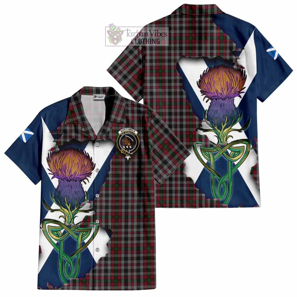 Tartan Vibes Clothing Borthwick Tartan Family Crest Short Sleeve Button Shirt Scottish Thistle Celtic Inspired
