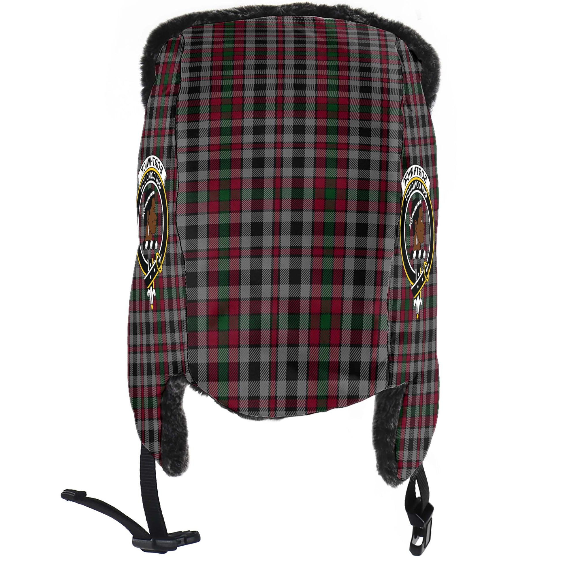 Borthwick Tartan Winter Trapper Hat with Family Crest - Tartan Vibes Clothing