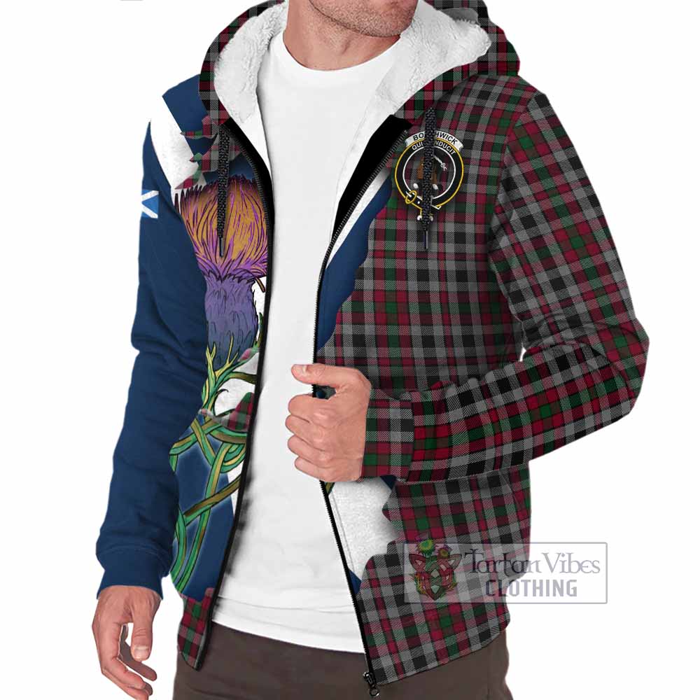 Tartan Vibes Clothing Borthwick Tartan Family Crest Sherpa Hoodie Scottish Thistle Celtic Inspired