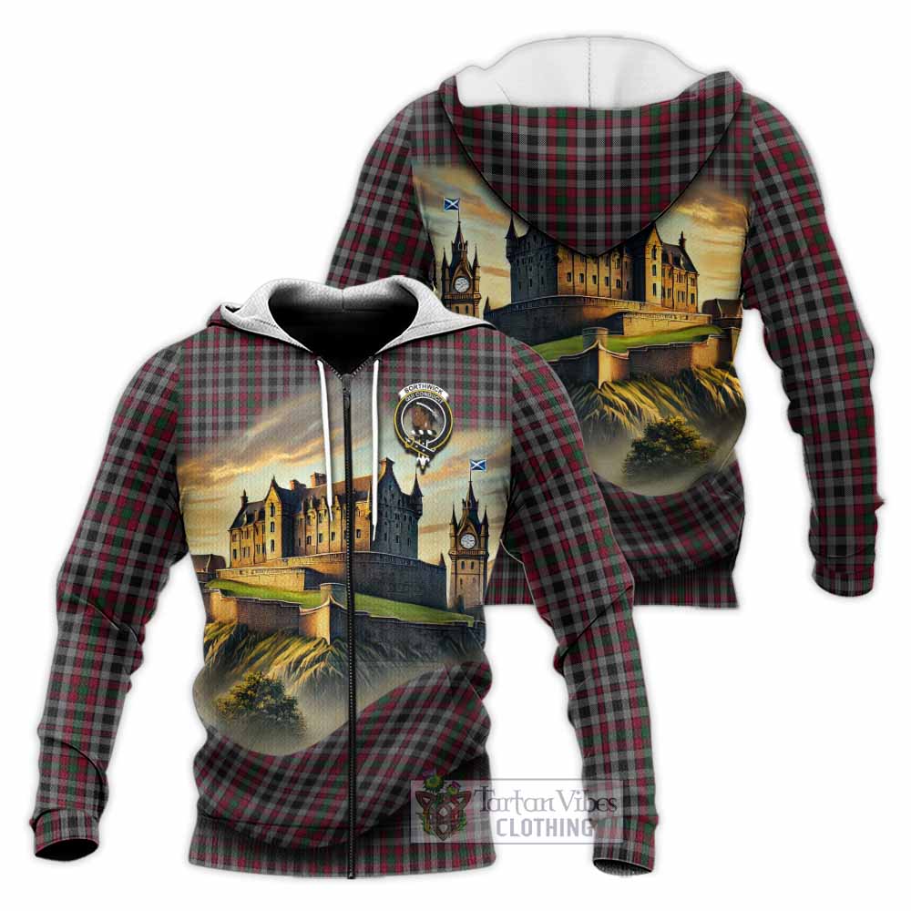 Borthwick Tartan Family Crest Knitted Hoodie with Scottish Ancient Castle Style Unisex Knitted Zip Hoodie - Tartan Vibes Clothing