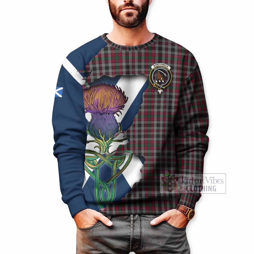 Tartan Vibes Clothing Borthwick Tartan Family Crest Sweatshirt Scottish Thistle Celtic Inspired