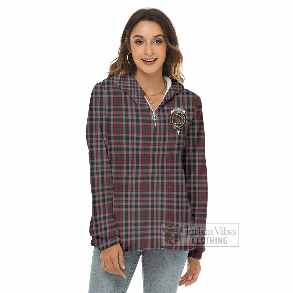 Borthwick Tartan Women's Borg Fleece Hoodie with Half Zip with Family Crest - Tartan Vibes Clothing