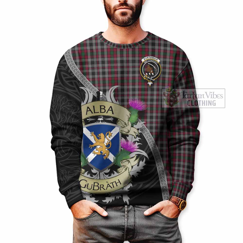 Tartan Vibes Clothing Borthwick Tartan Family Crest Sweatshirt Lion Rampant Royal Thistle Shield Celtic Inspired