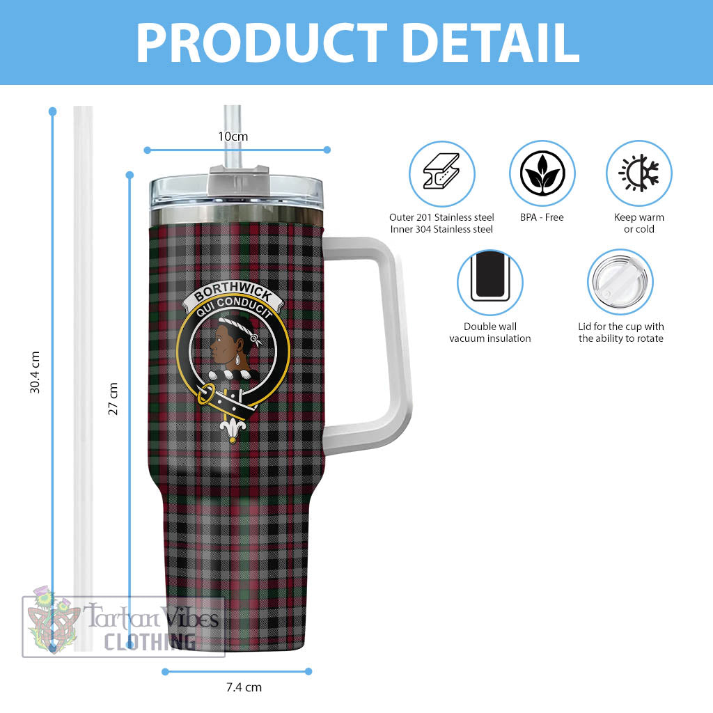 Borthwick Tartan Tumbler with Handle with Family Crest - Tartan Vibes Clothing