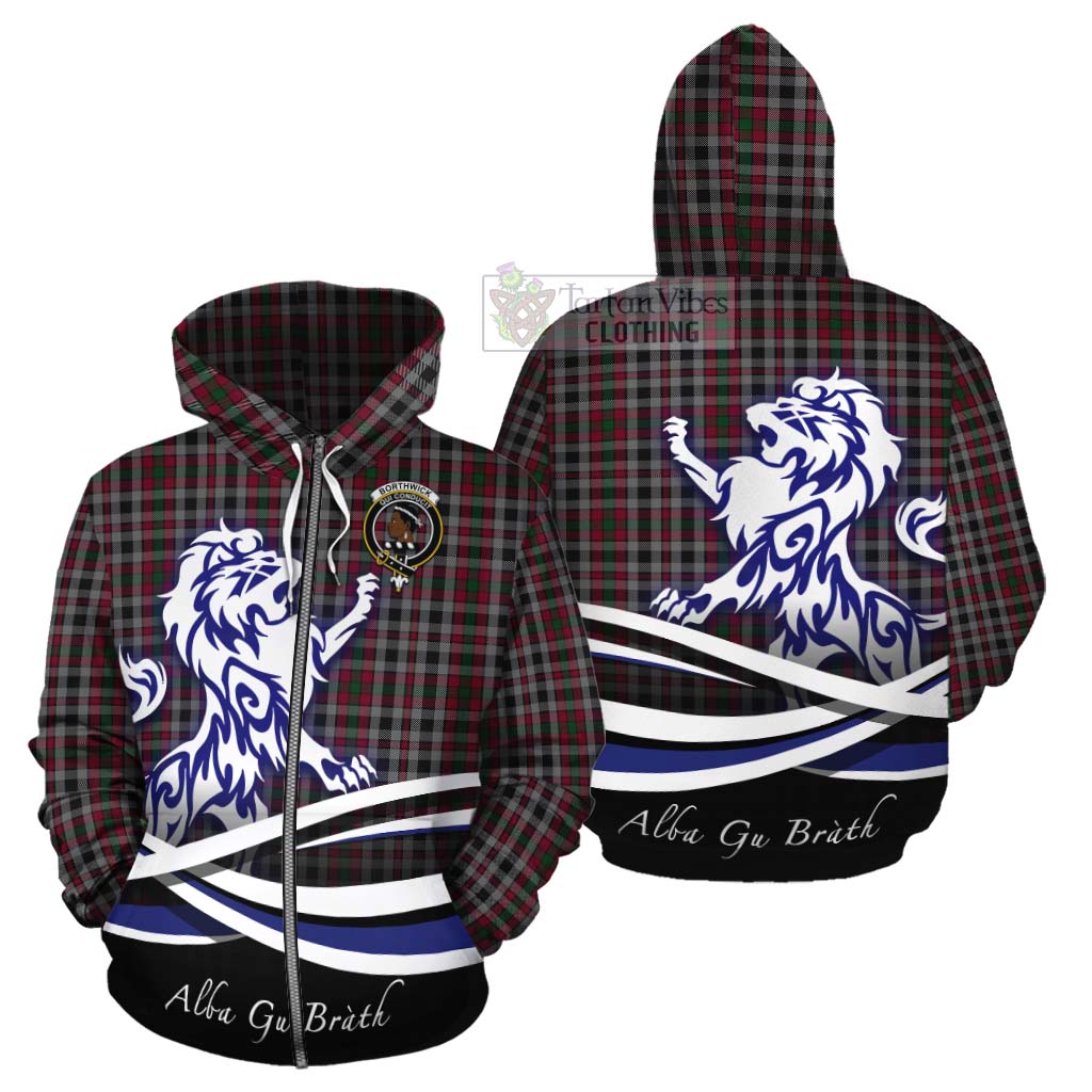 Borthwick Tartan Cotton Hoodie with Alba Gu Brath Regal Lion Emblem - Tartan Vibes Clothing