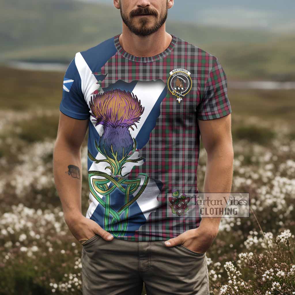 Tartan Vibes Clothing Borthwick Tartan Family Crest T-Shirt Scottish Thistle Celtic Inspired