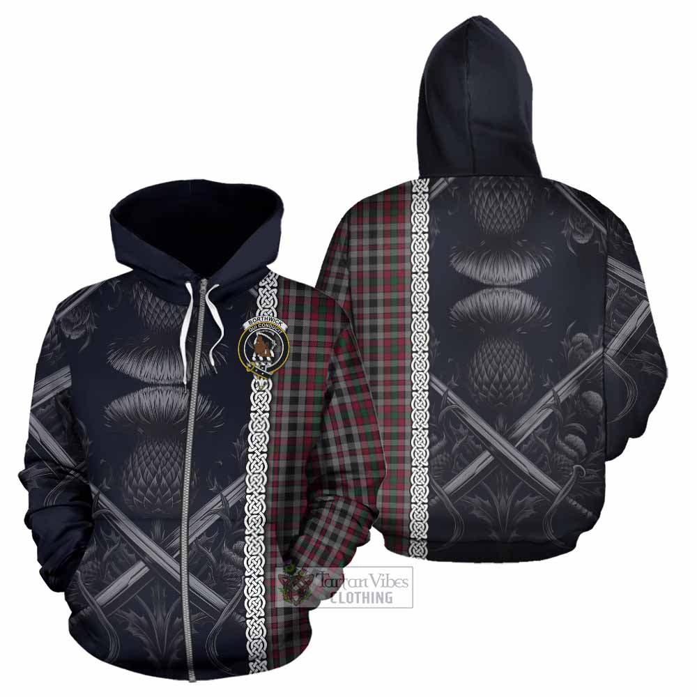 Tartan Vibes Clothing Borthwick Tartan Hoodie with Family Crest Cross Sword Thistle Celtic Vibes