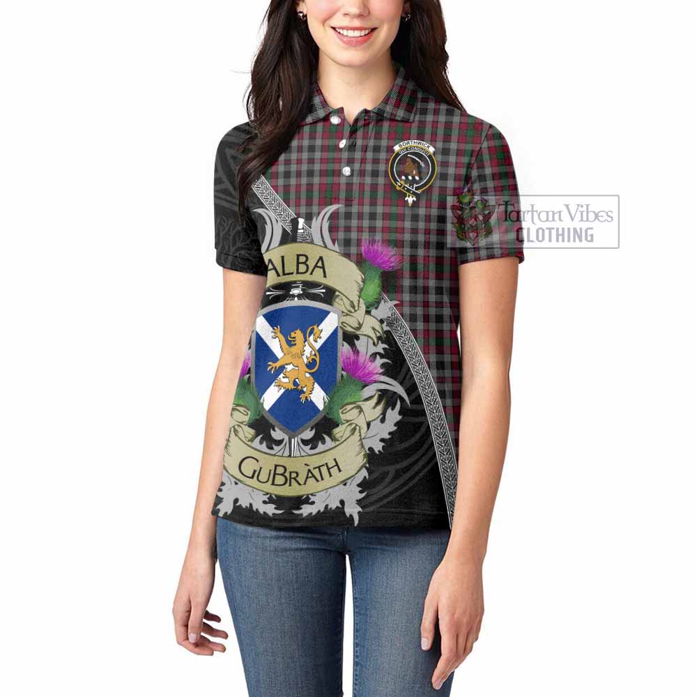 Tartan Vibes Clothing Borthwick Tartan Family Crest Women's Polo Shirt Lion Rampant Royal Thistle Shield Celtic Inspired