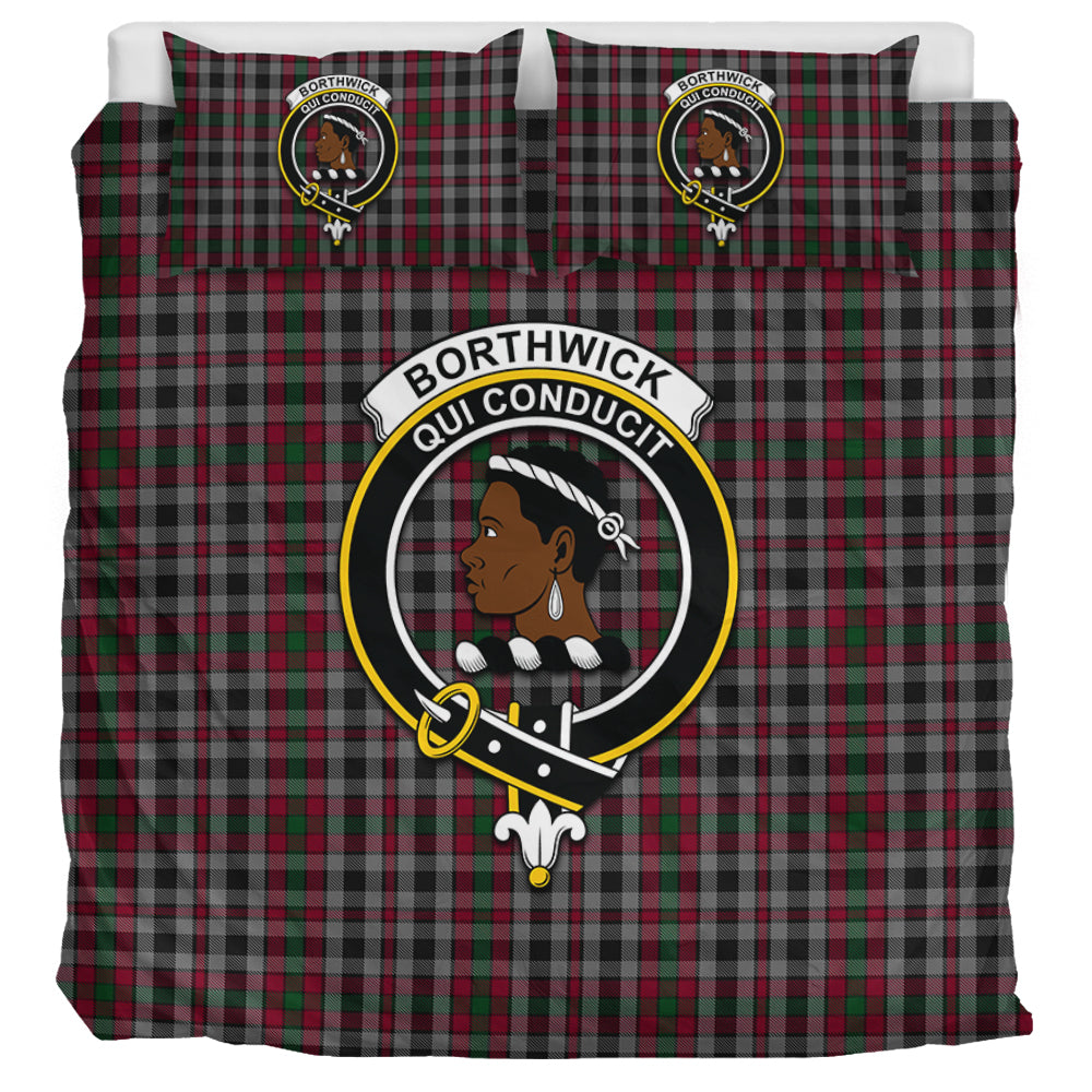 Borthwick Tartan Bedding Set with Family Crest UK Bedding Set UK Super King 104*94 inch - Tartan Vibes Clothing
