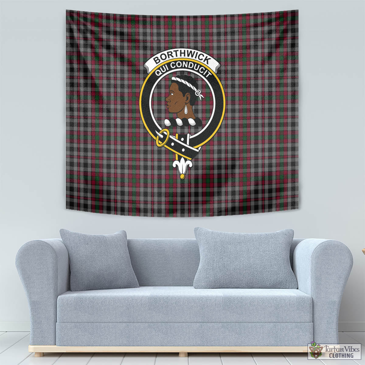 Borthwick Tartan Tapestry Wall Hanging and Home Decor for Room with Family Crest - Tartan Vibes Clothing