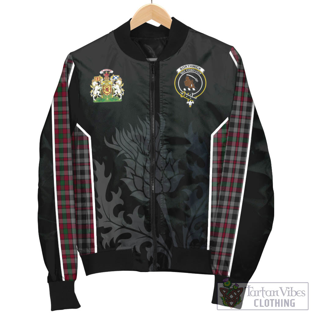 Borthwick Tartan Bomber Jacket with Family Crest and Scottish Thistle Vibes Sport Style - Tartan Vibes Clothing