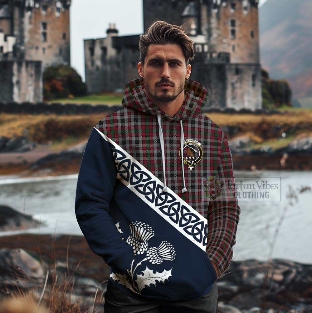 Borthwick Tartan Cotton Hoodie Featuring Thistle and Scotland Map - Tartan Vibes Clothing