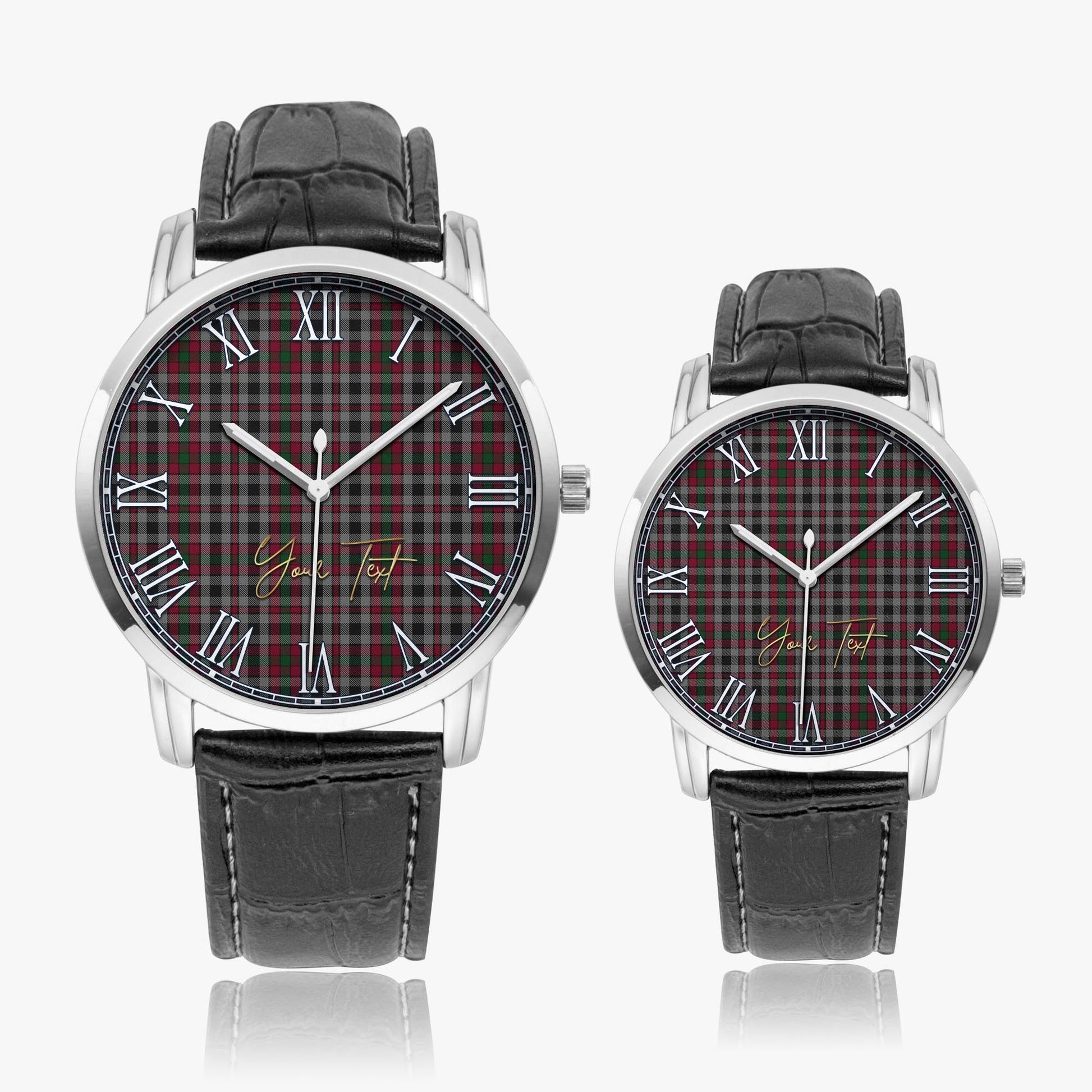 Borthwick Tartan Personalized Your Text Leather Trap Quartz Watch - Tartan Vibes Clothing