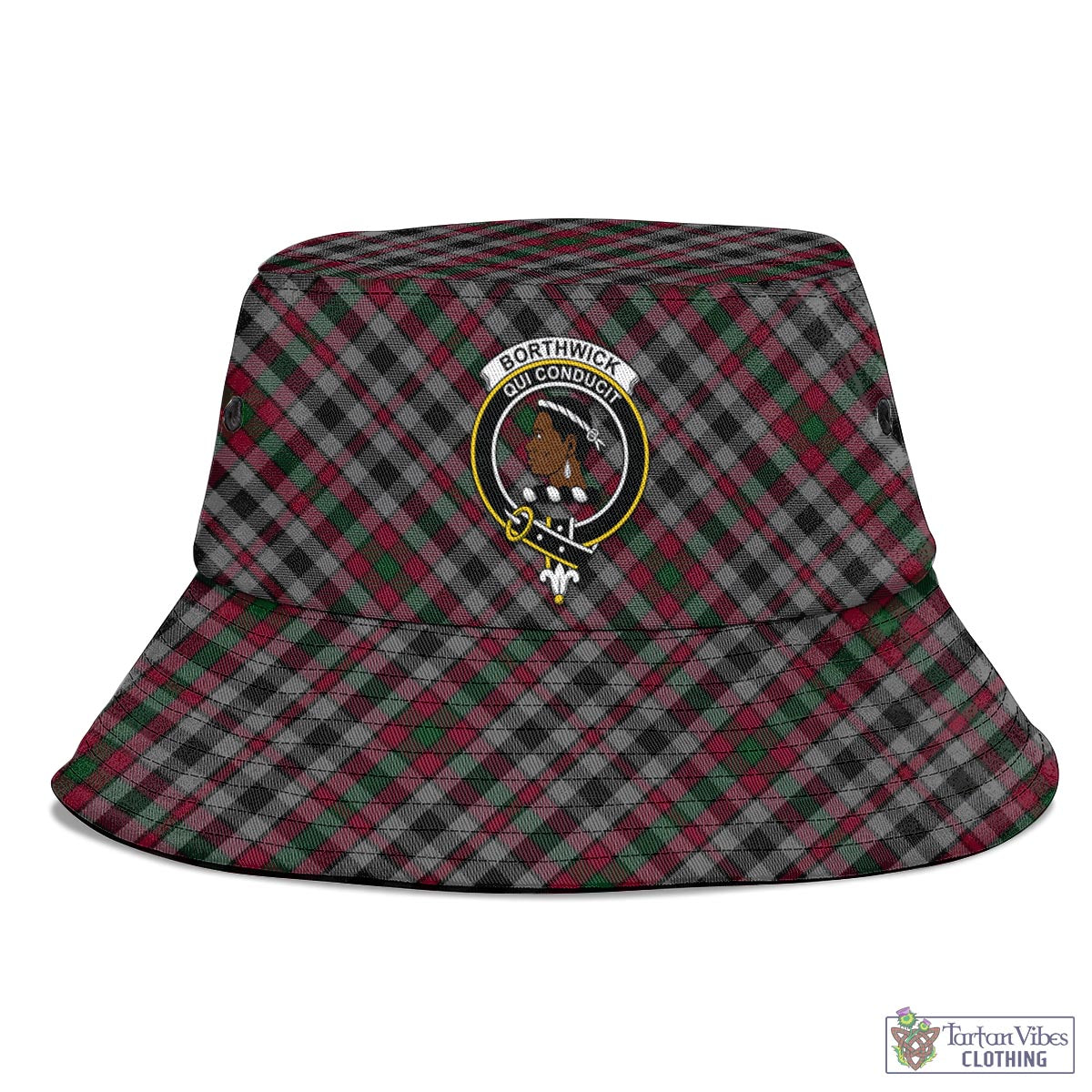 Tartan Vibes Clothing Borthwick Tartan Bucket Hat with Family Crest