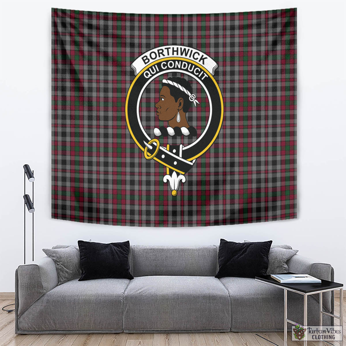 Borthwick Tartan Tapestry Wall Hanging and Home Decor for Room with Family Crest - Tartan Vibes Clothing