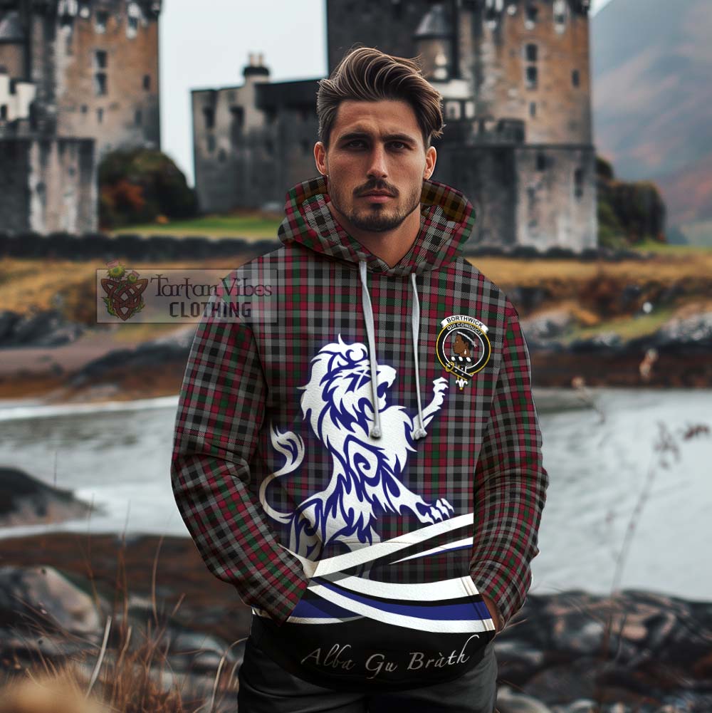 Borthwick Tartan Cotton Hoodie with Alba Gu Brath Regal Lion Emblem - Tartan Vibes Clothing