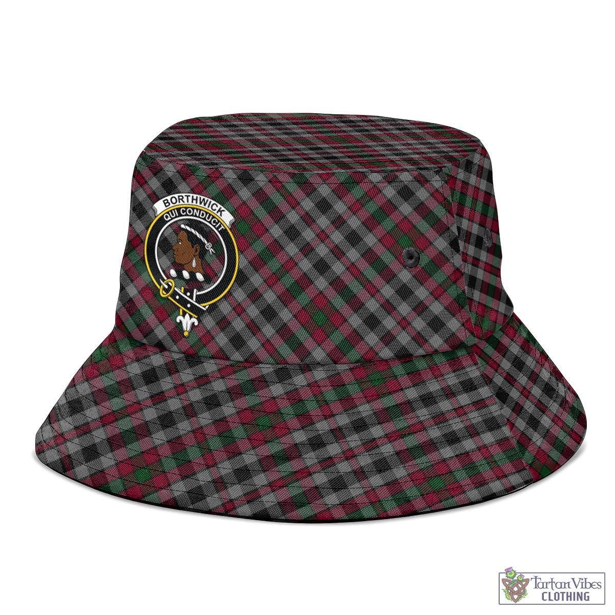 Tartan Vibes Clothing Borthwick Tartan Bucket Hat with Family Crest