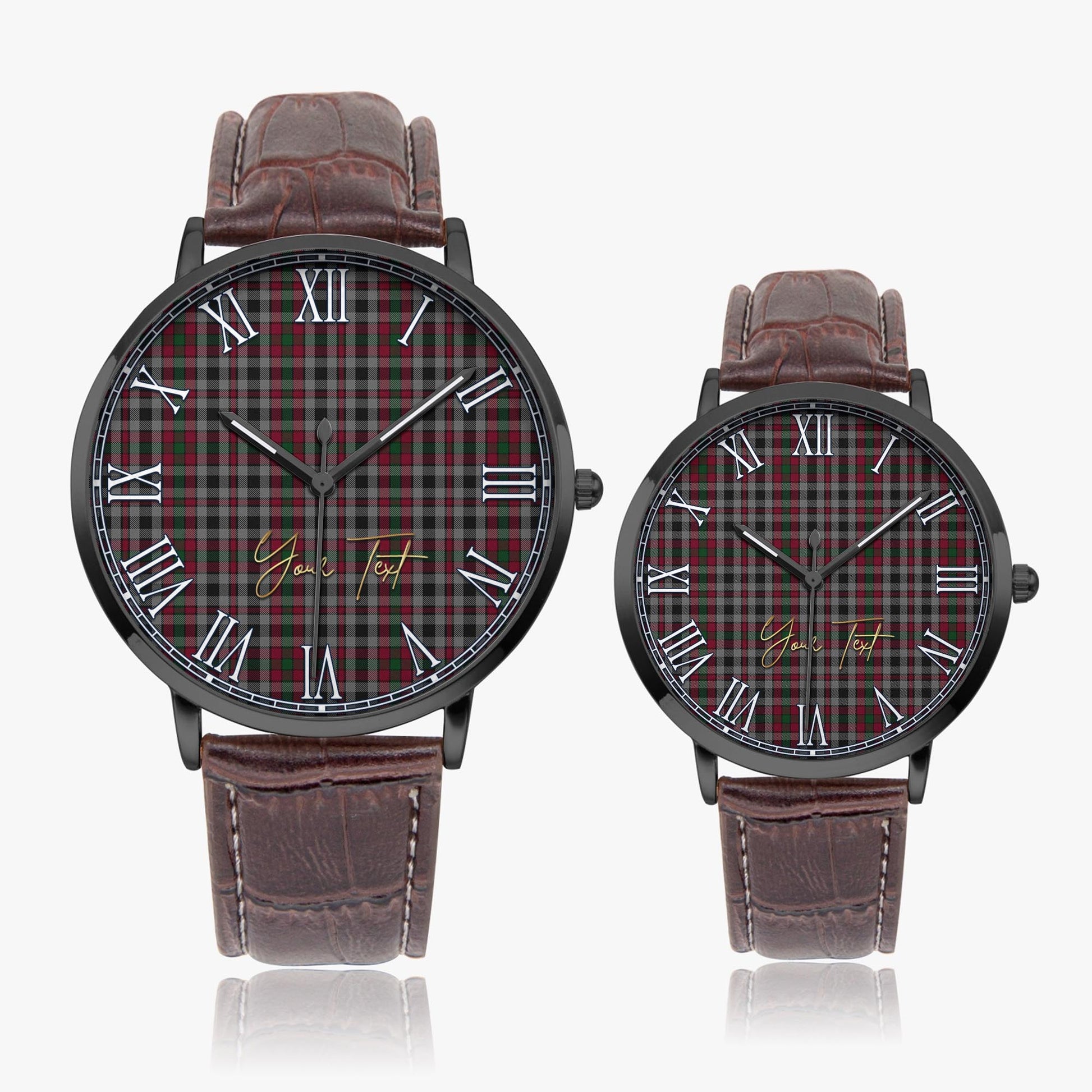 Borthwick Tartan Personalized Your Text Leather Trap Quartz Watch - Tartan Vibes Clothing