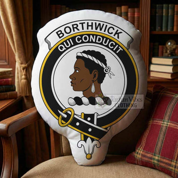Borthwick Clan Crest Shaped Throw Pillow, Scottish Clan Badge Decorative Pillow
