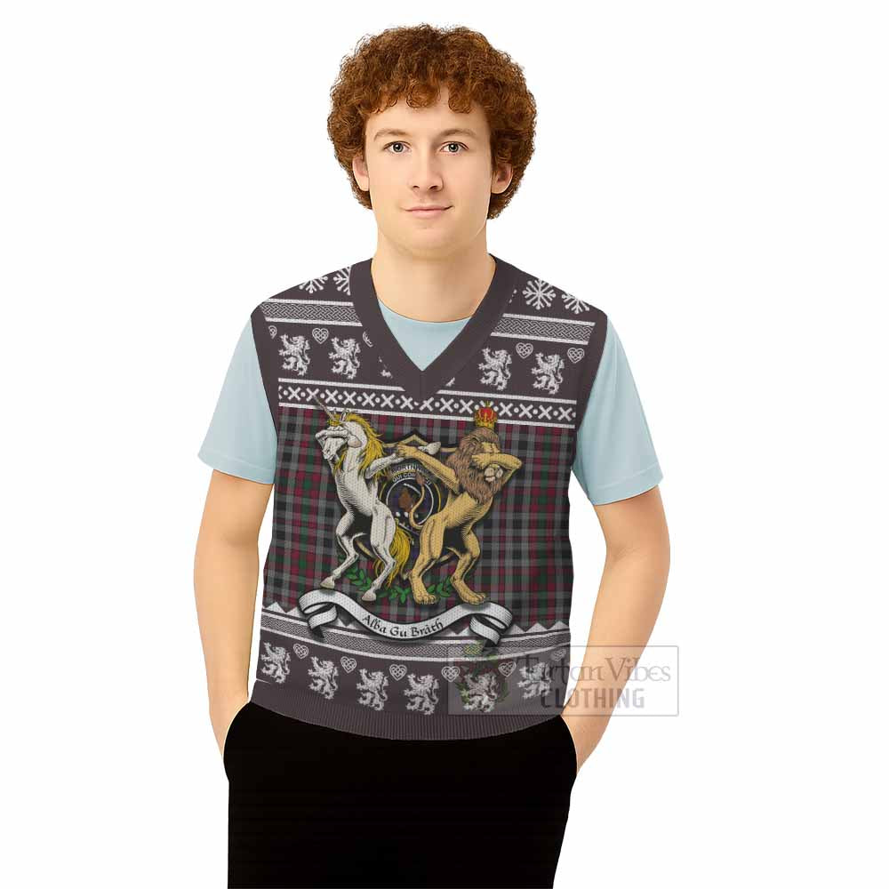 Borthwick Clan Tartan Crest Christmas Knitted V-Neck Vest Coat of Arms Funny Style - Tartan Vibes Clothing