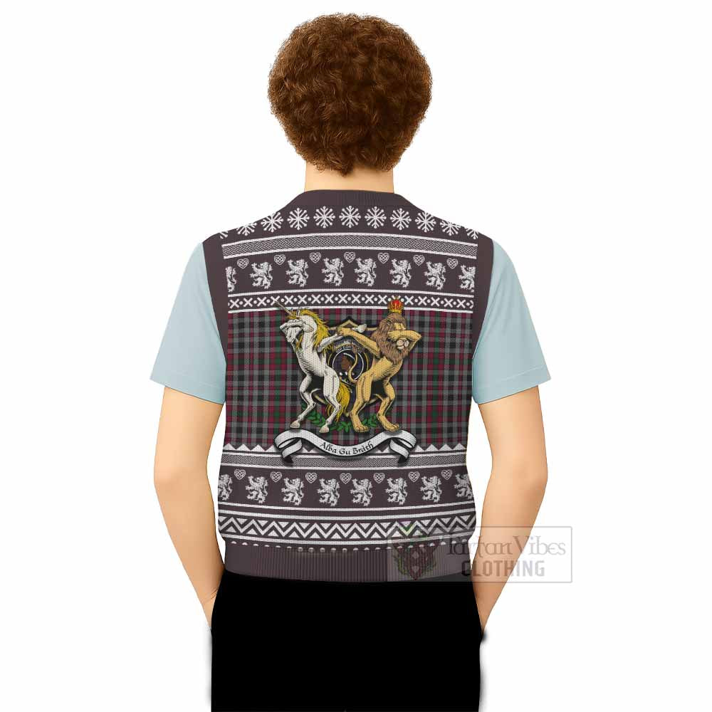 Borthwick Clan Tartan Crest Christmas Knitted V-Neck Vest Coat of Arms Funny Style - Tartan Vibes Clothing